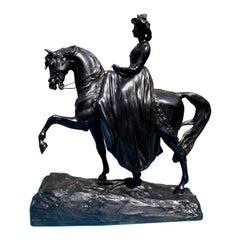 19th Century Equestrian Bronze Statue of the Young Queen Victoria on Horseback