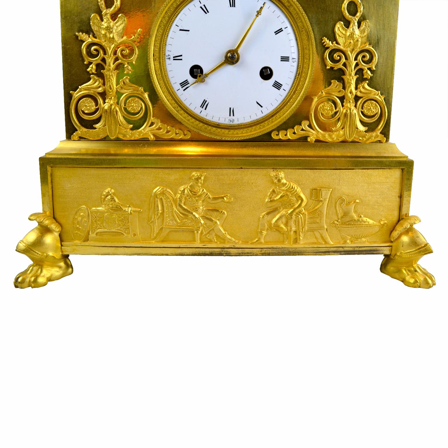 19 Century Figurative French Empire Gilt Bronze Clock of Caesar on His Throne For Sale 1