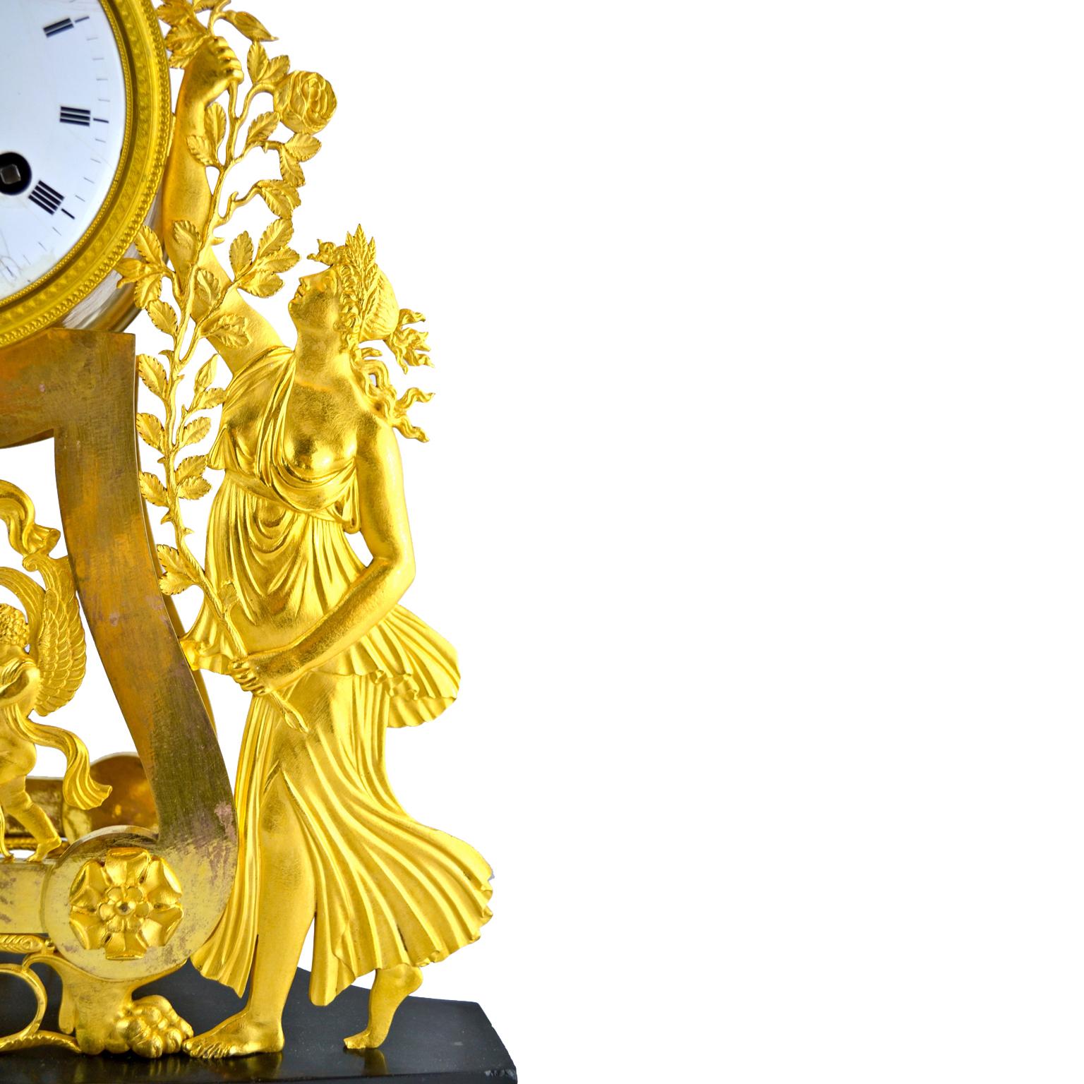 Horloge squelette de l'Empire français du 19e siècle avec Vierges gitanes Bon état - En vente à Vancouver, British Columbia