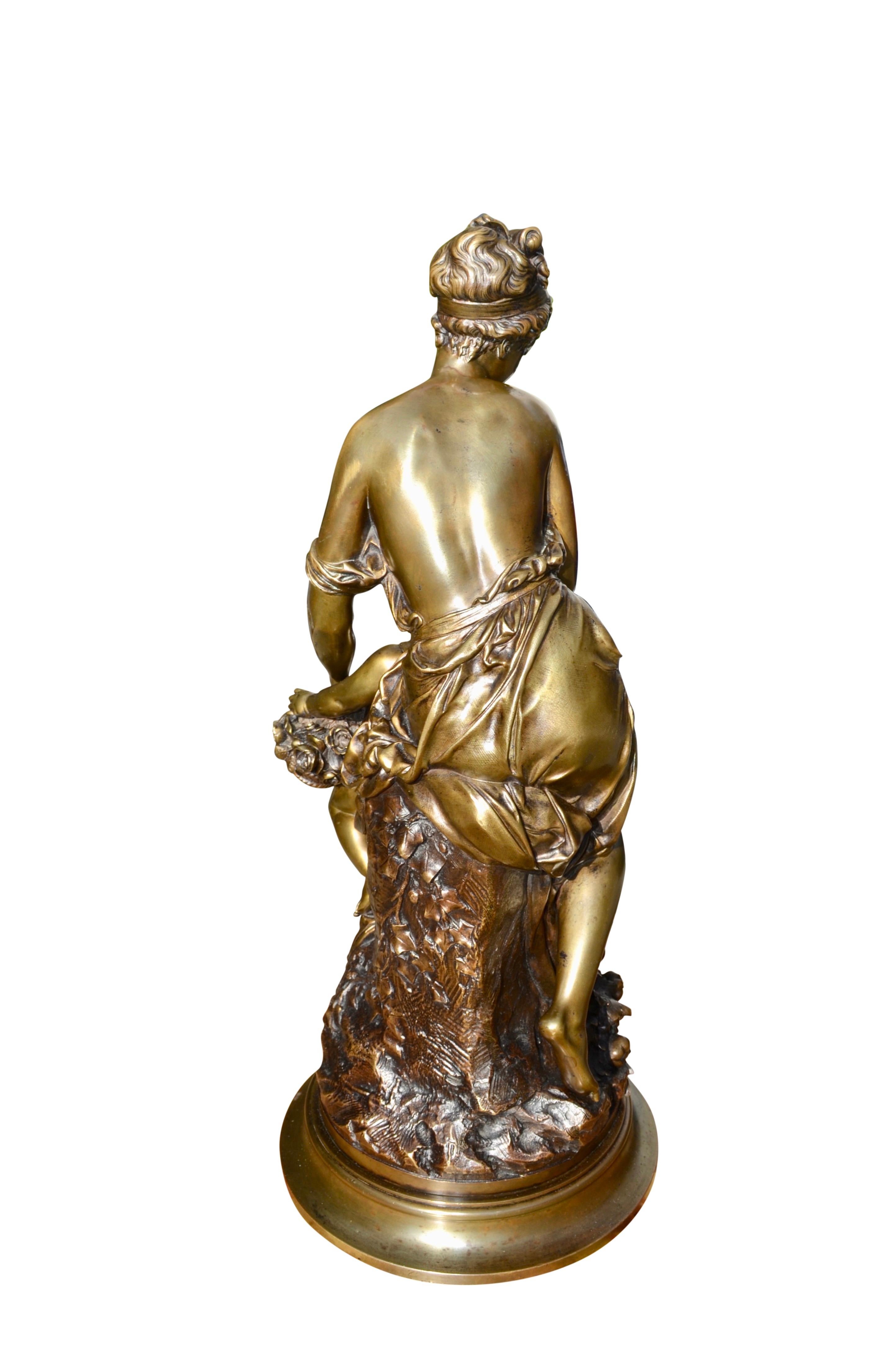  A 19 Century French  Gilt bronze Statue of Venus and Cupid  signed A. Carrier  In Good Condition In Vancouver, British Columbia