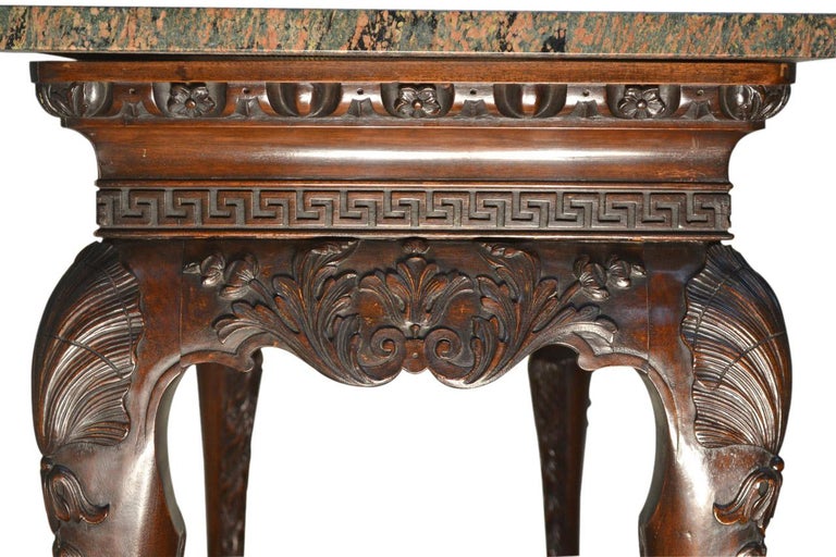 19th Century Irish Chippendale Style Marble-Topped Mahogany Centre Hall Table For Sale 3