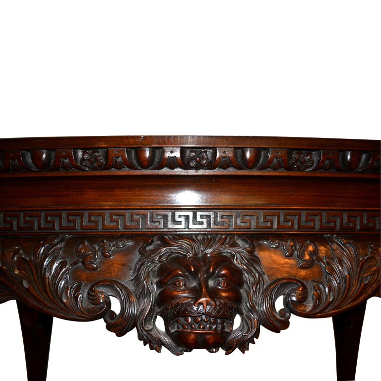 19th Century Irish Chippendale Style Marble-Topped Mahogany Centre Hall Table For Sale 4