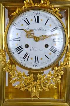 19th Century Louis XVI Style Regulator Gilt Bronze Clock by Prosper Roussel