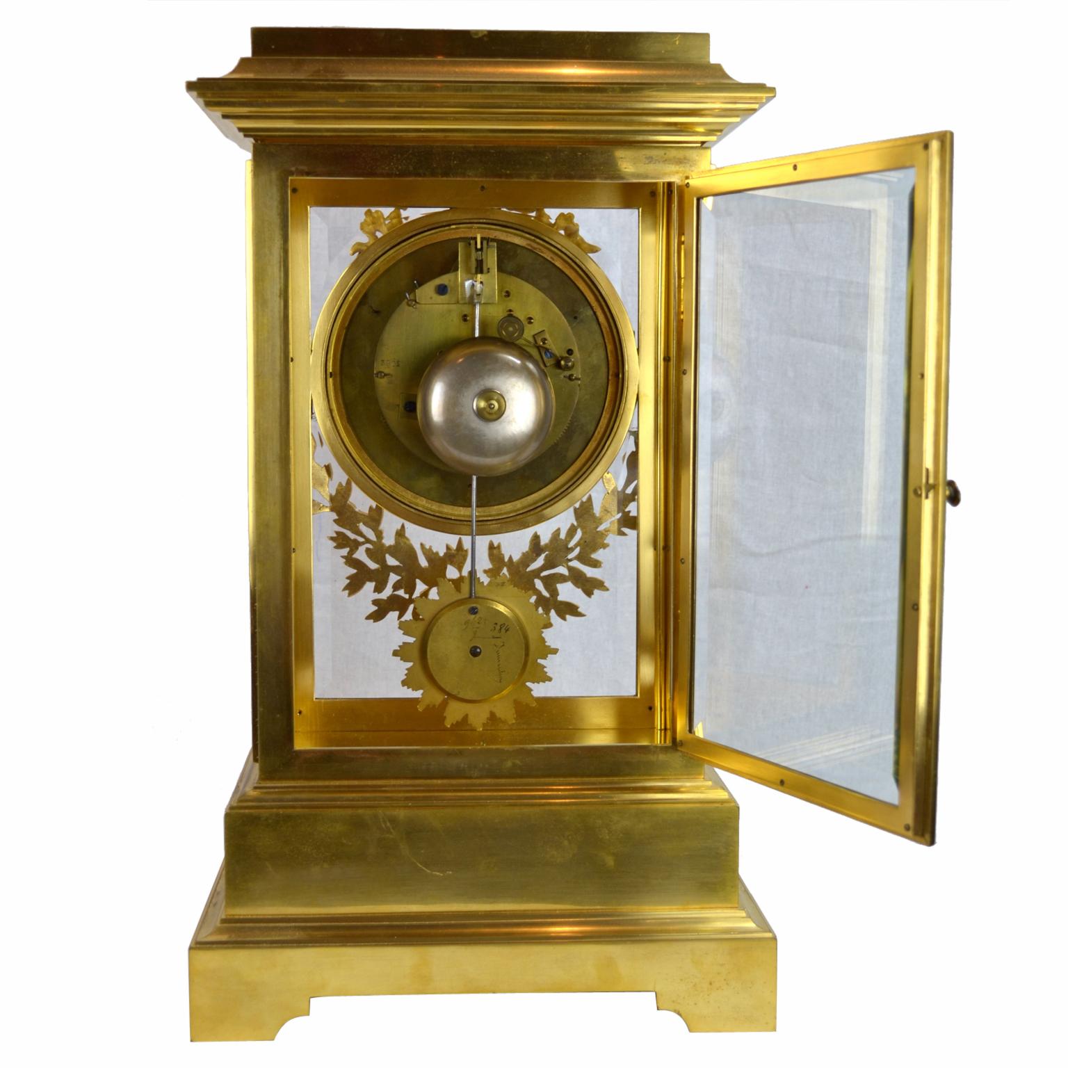 19th Century Louis XVI Style Regulator Gilt Bronze Clock by Prosper Roussel For Sale 1