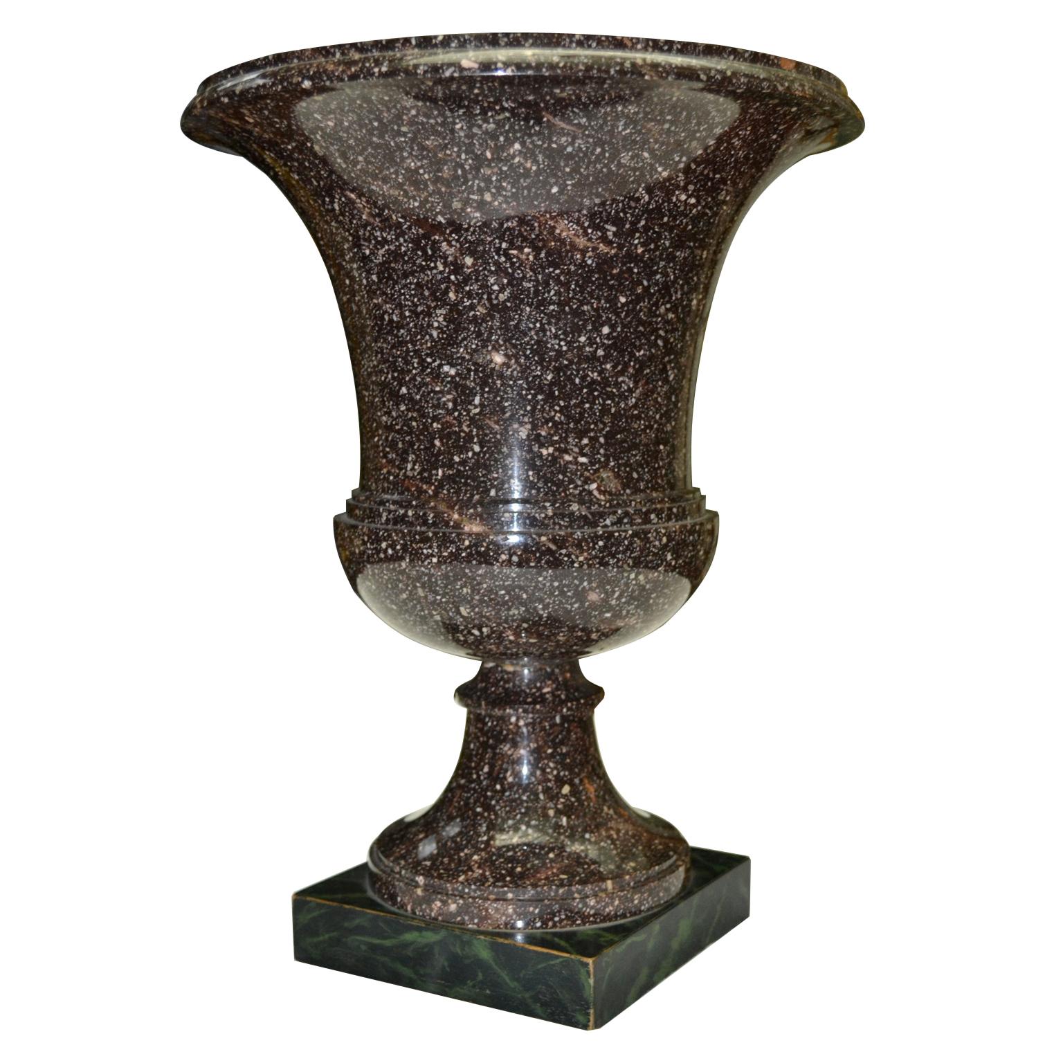 Hand-Carved 19th Century Neoclassical Swedish or Russian Porphyry Campana Urn Vase For Sale