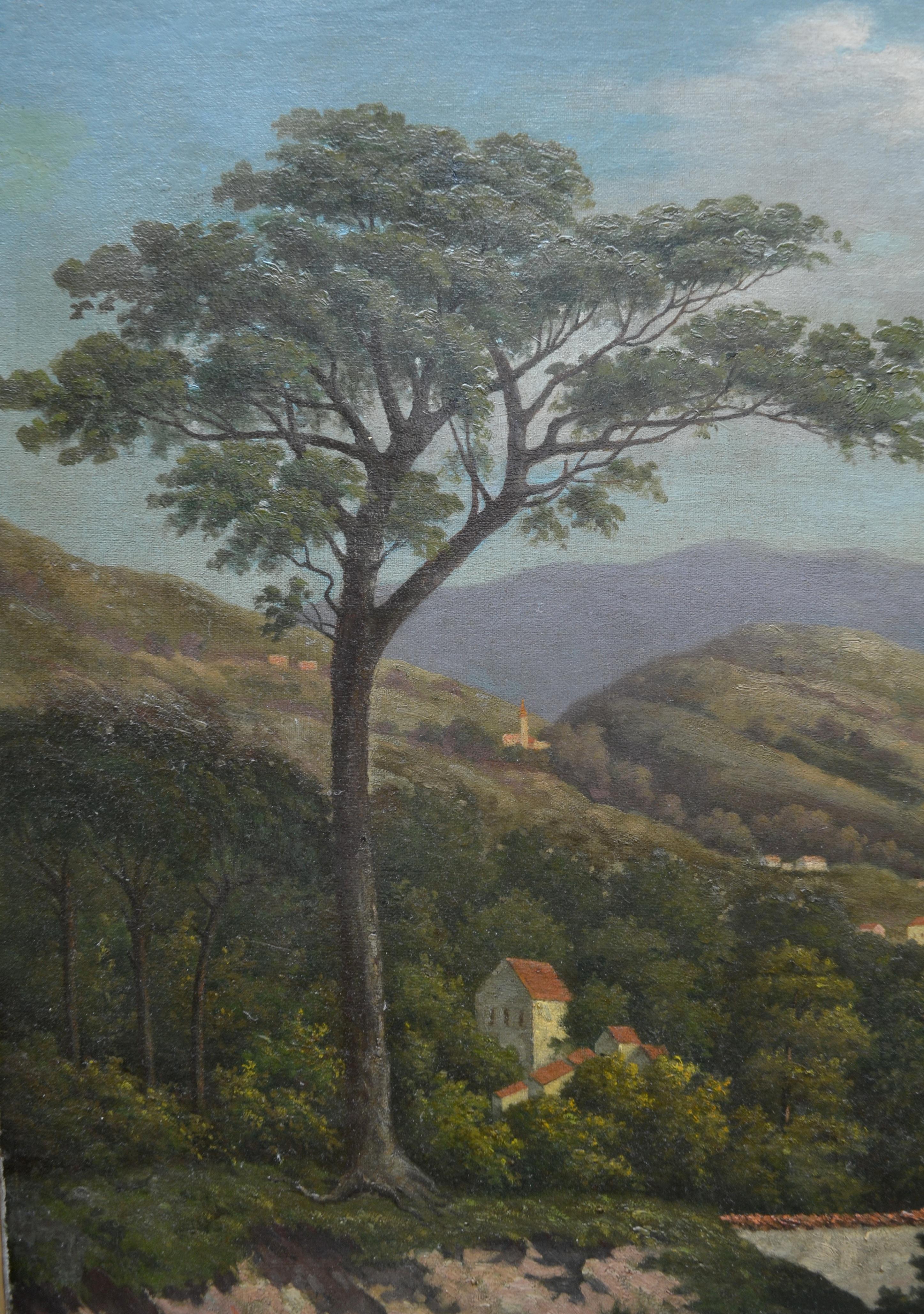 Canvas 19th Century Northern Italian Landscape around Lake Como by Karl Kaufman