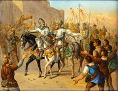 Royal Vienna Plaque Depicting Barbarossa's Entry into Jerusalem in 3rd Crusade