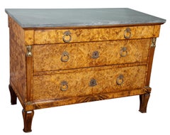 19th Century Swedish Empire Marble Topped Drawer Chest Commode