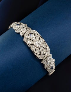 A 1920's Art Deco Platinum Bracelet with Diamonds and Sapphires