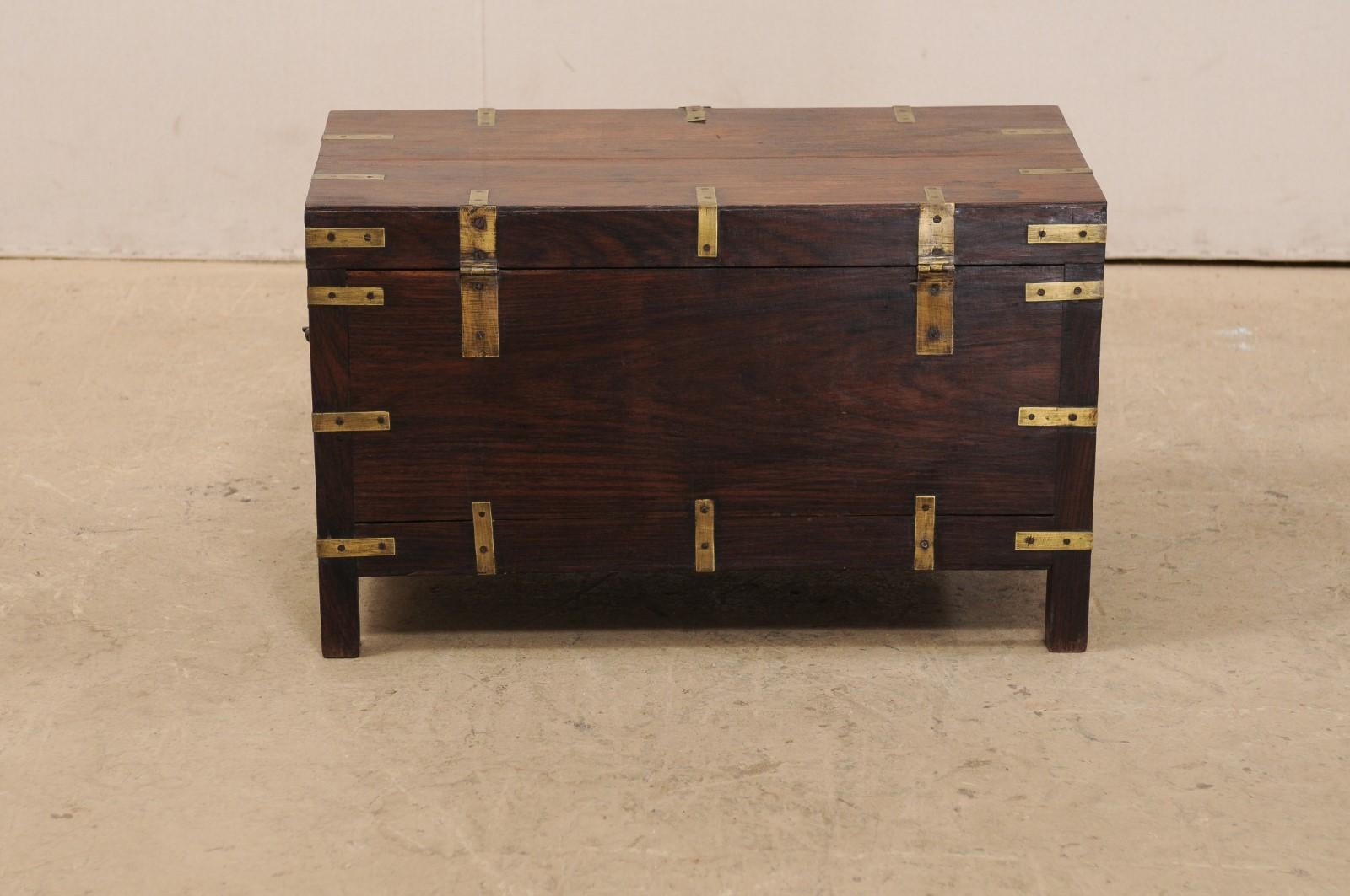 1920s British Colonial Trunk of Rosewood and Brass-Great Little Coffee Table 4