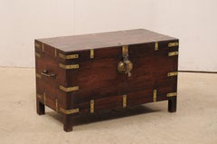 1920s British Colonial Trunk of Rosewood and Brass-Great Little Coffee Table