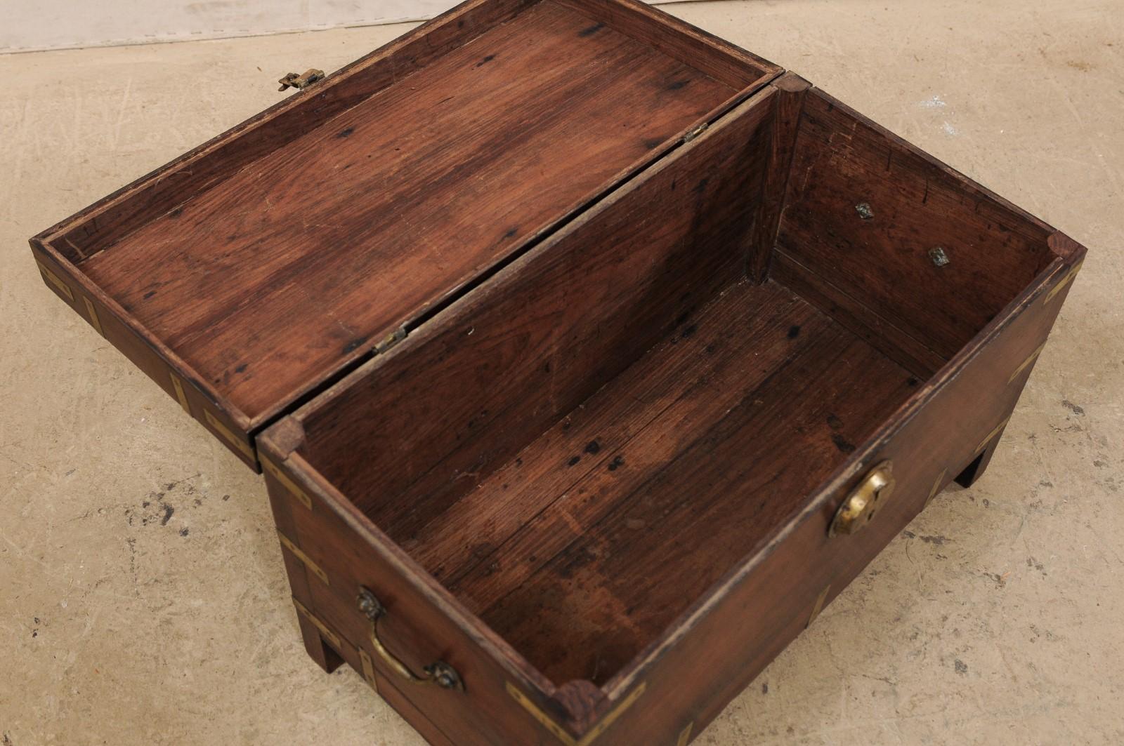 1920s British Colonial Trunk of Rosewood and Brass-Great Little Coffee Table 1