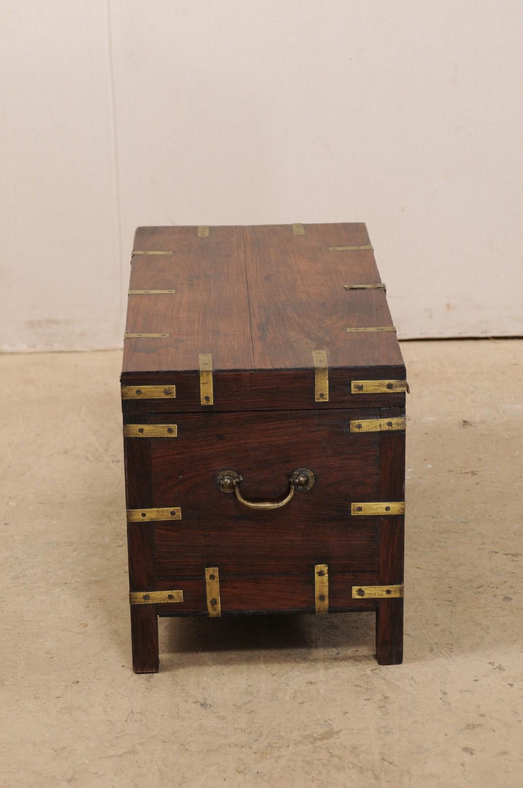 1920s British Colonial Trunk of Rosewood and Brass-Great Little Coffee Table 2