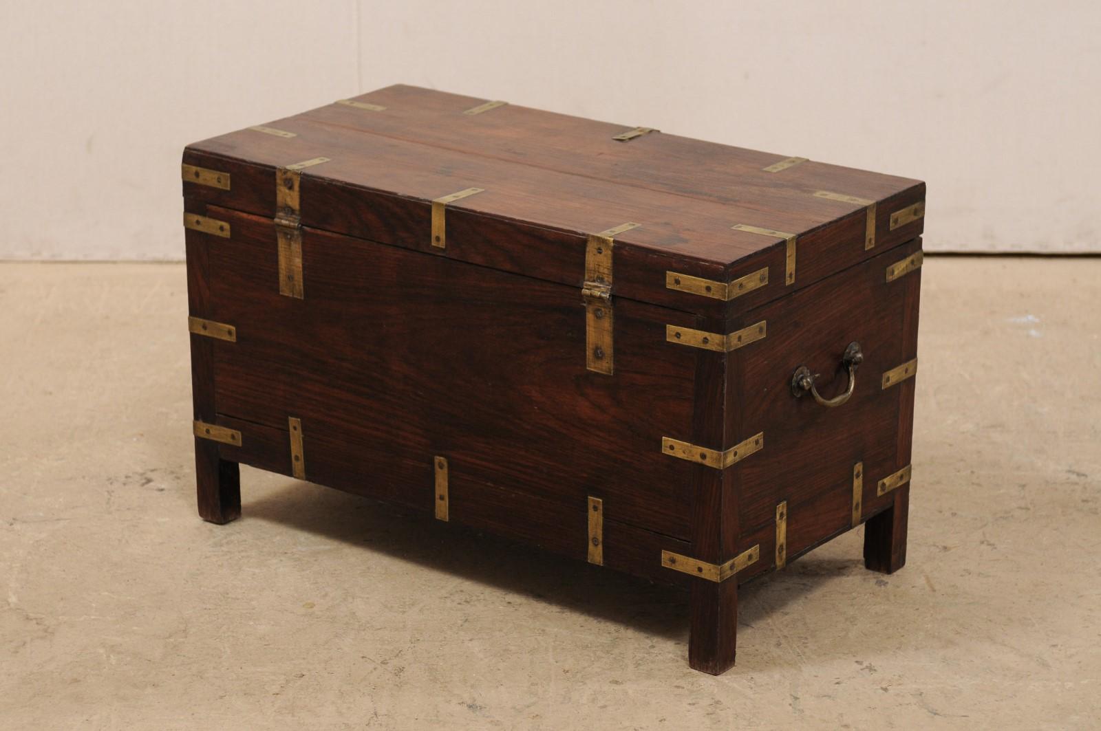 1920s British Colonial Trunk of Rosewood and Brass-Great Little Coffee Table 3