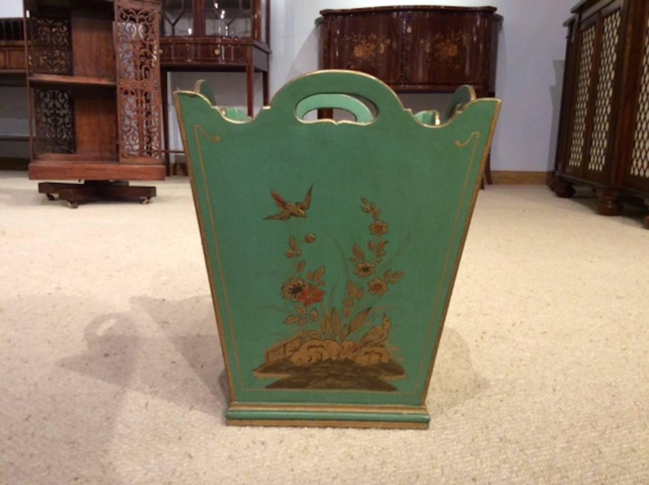 Early 20th Century 1920s Chinoiserie Antique Waste Paper Bin
