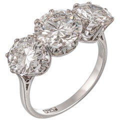 Antique 1920s Diamond Three-Stone Ring Featuring a 2.02 Carat Certificated Diamond