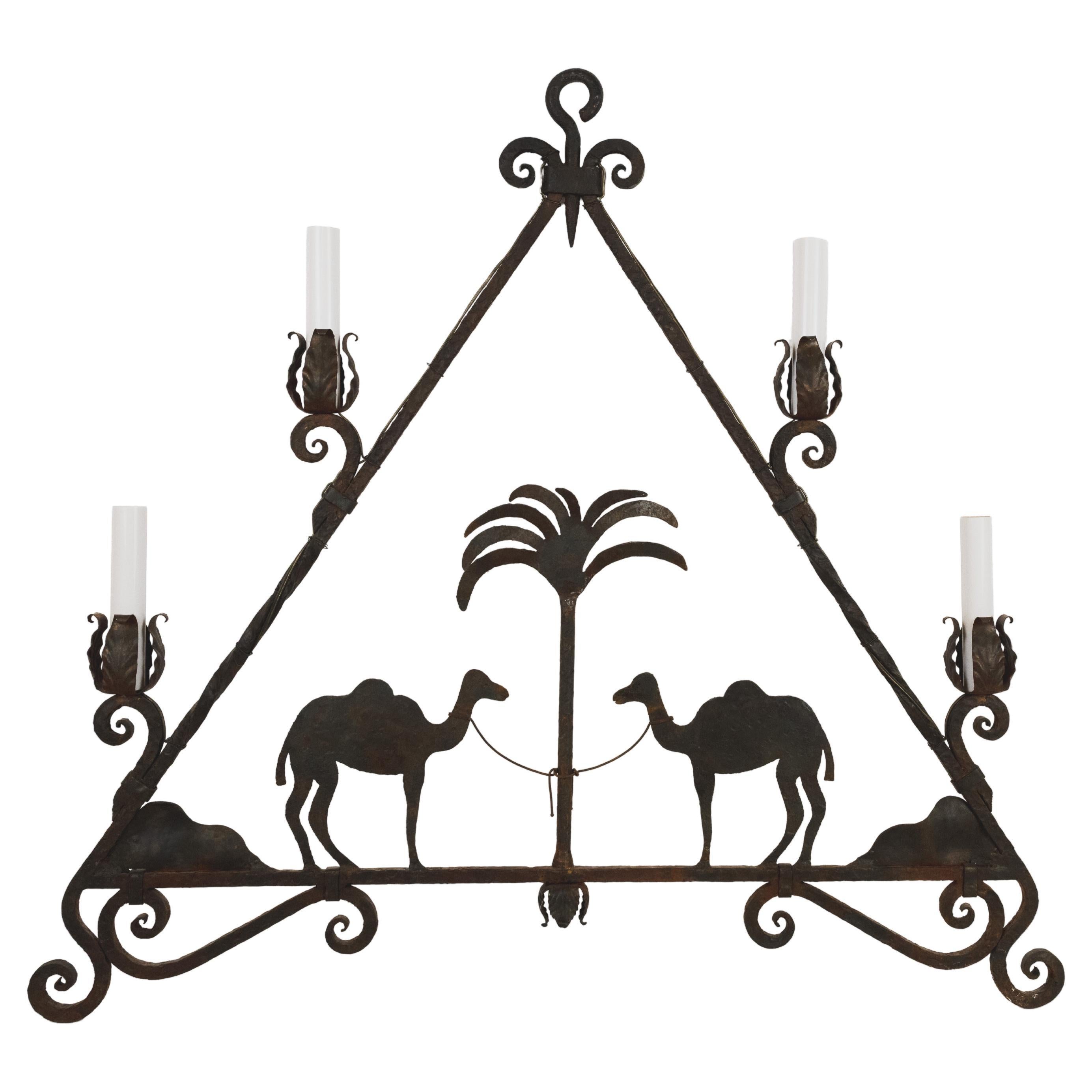 A 1920s Forged Iron Chandelier For Sale