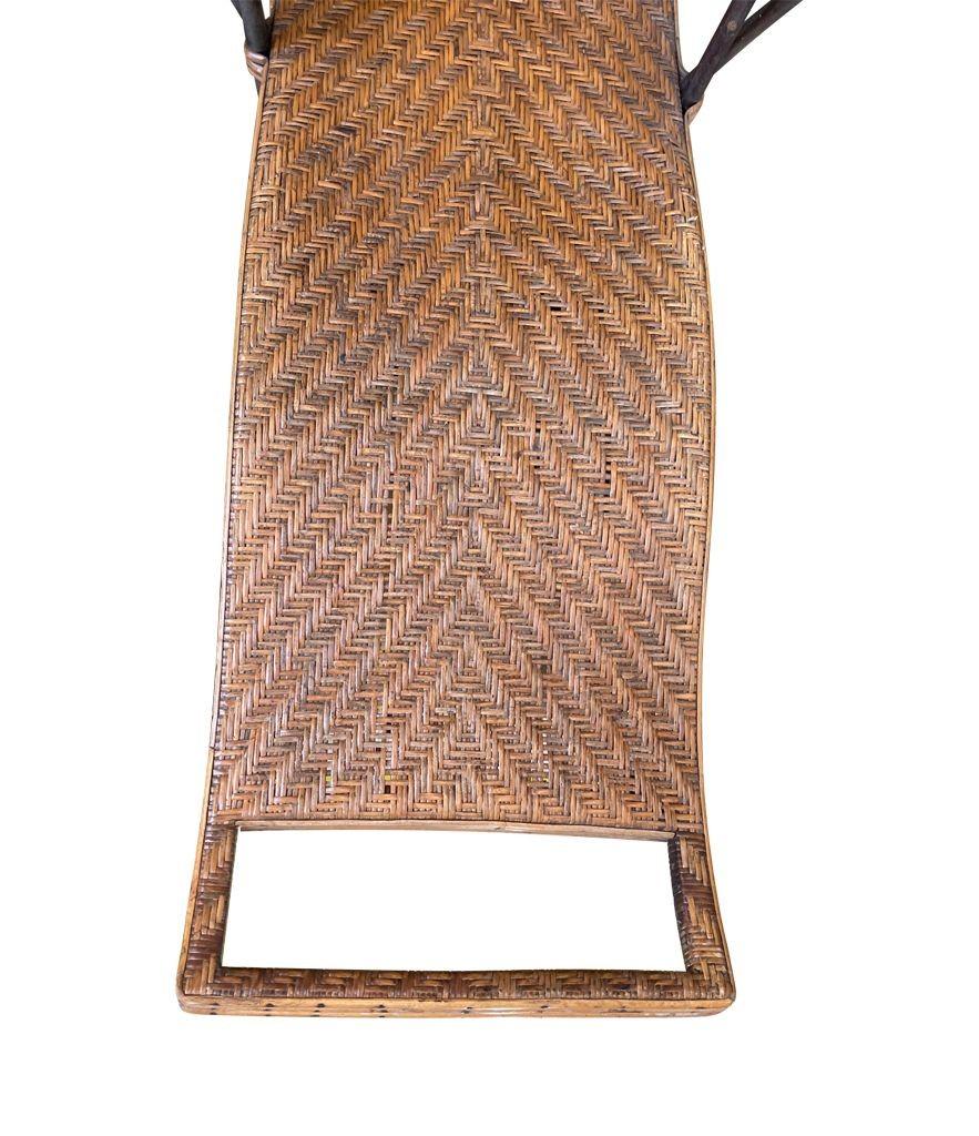 1920s French Riviera Adjustable Woven Rattan and Bamboo Sun Lounger For Sale 3