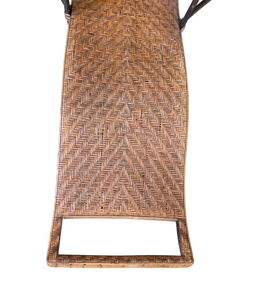 1920s French Riviera Adjustable Woven Rattan and Bamboo Sun Lounger 3