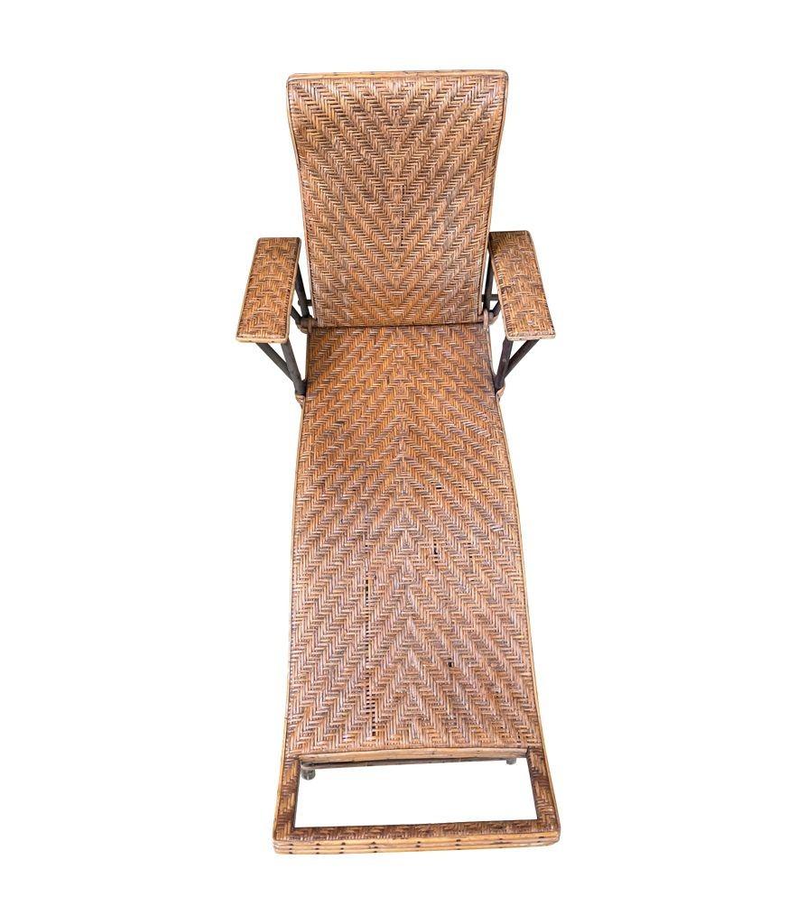 1920s French Riviera Adjustable Woven Rattan and Bamboo Sun Lounger For Sale 6