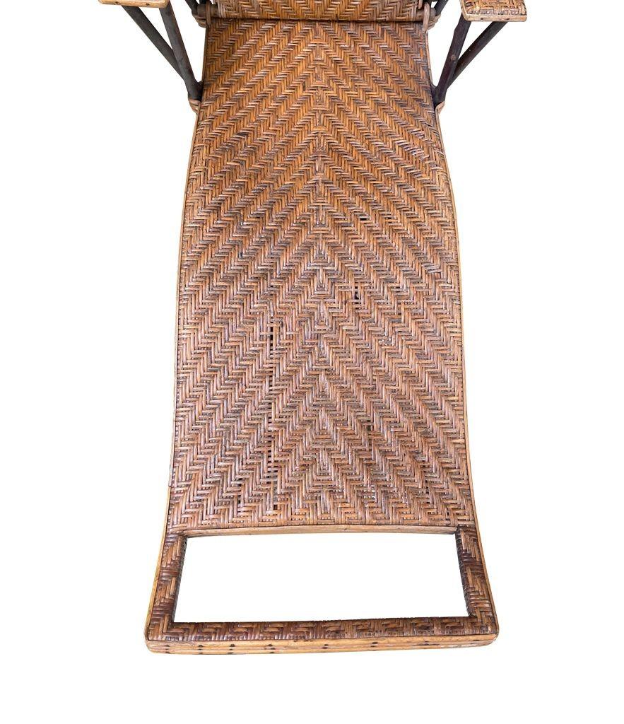 1920s French Riviera Adjustable Woven Rattan and Bamboo Sun Lounger For Sale 7