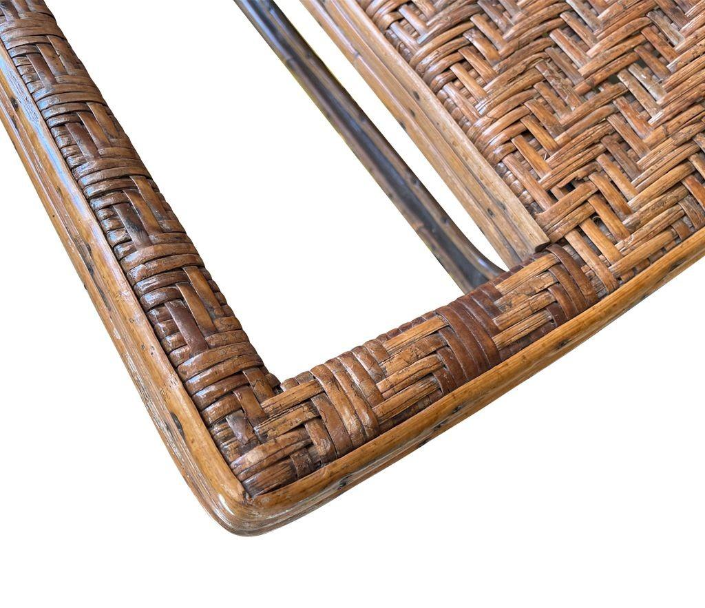 1920s French Riviera Adjustable Woven Rattan and Bamboo Sun Lounger In Good Condition For Sale In London, GB