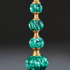 1920s Green Malachite and Brass Table Lamp