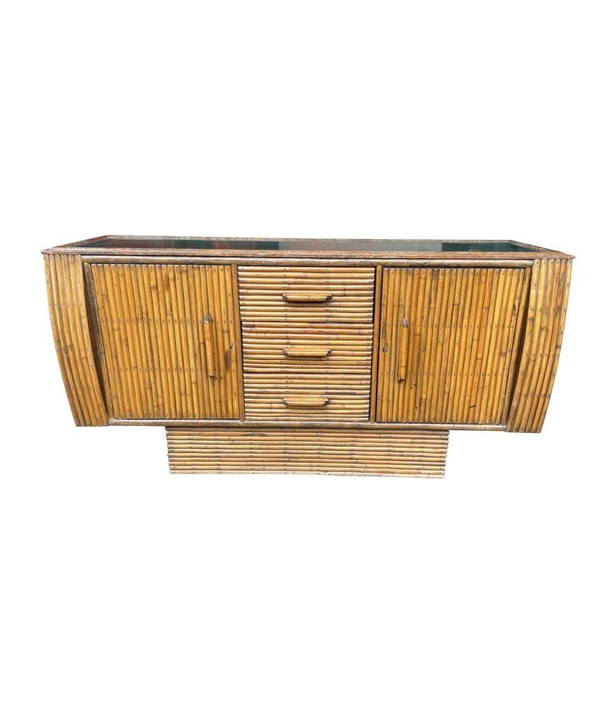 English 1920s Oak and Bamboo Sideboard by Angaves of Leicestershire