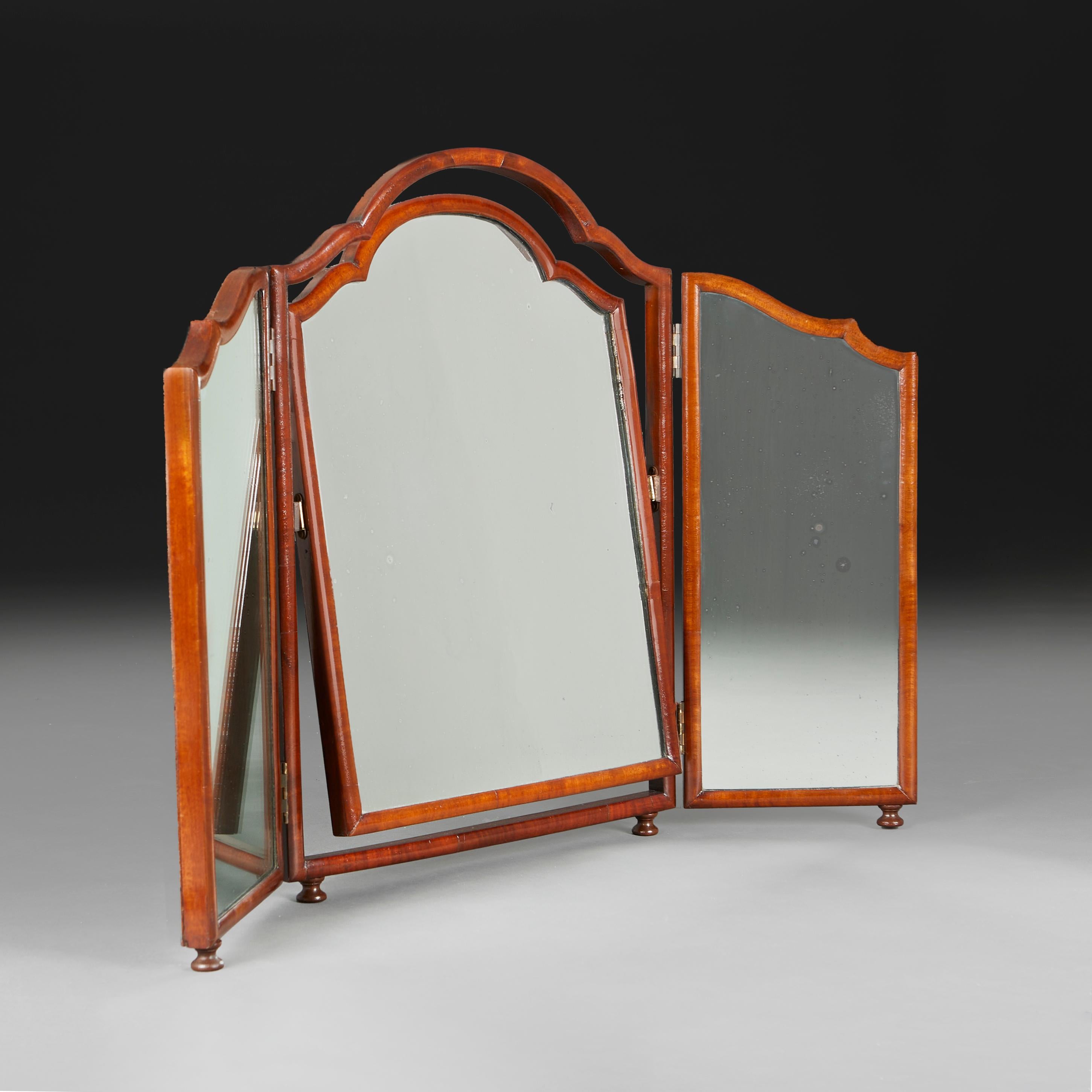 20th Century A 1920s Triptych Walnut Dressing Table Mirror For Sale