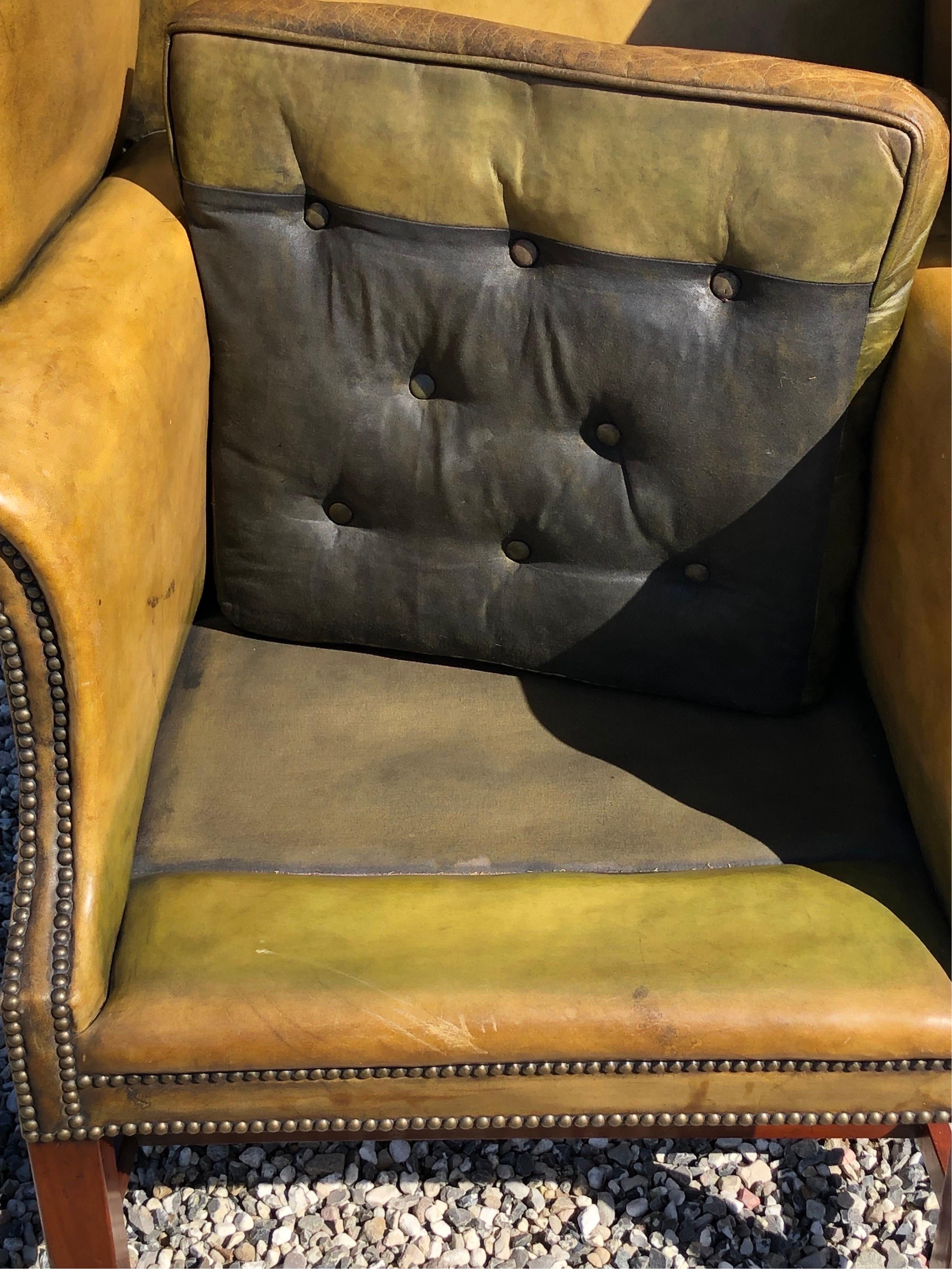 1920ties Perfect Patinated Wingback Chair 2