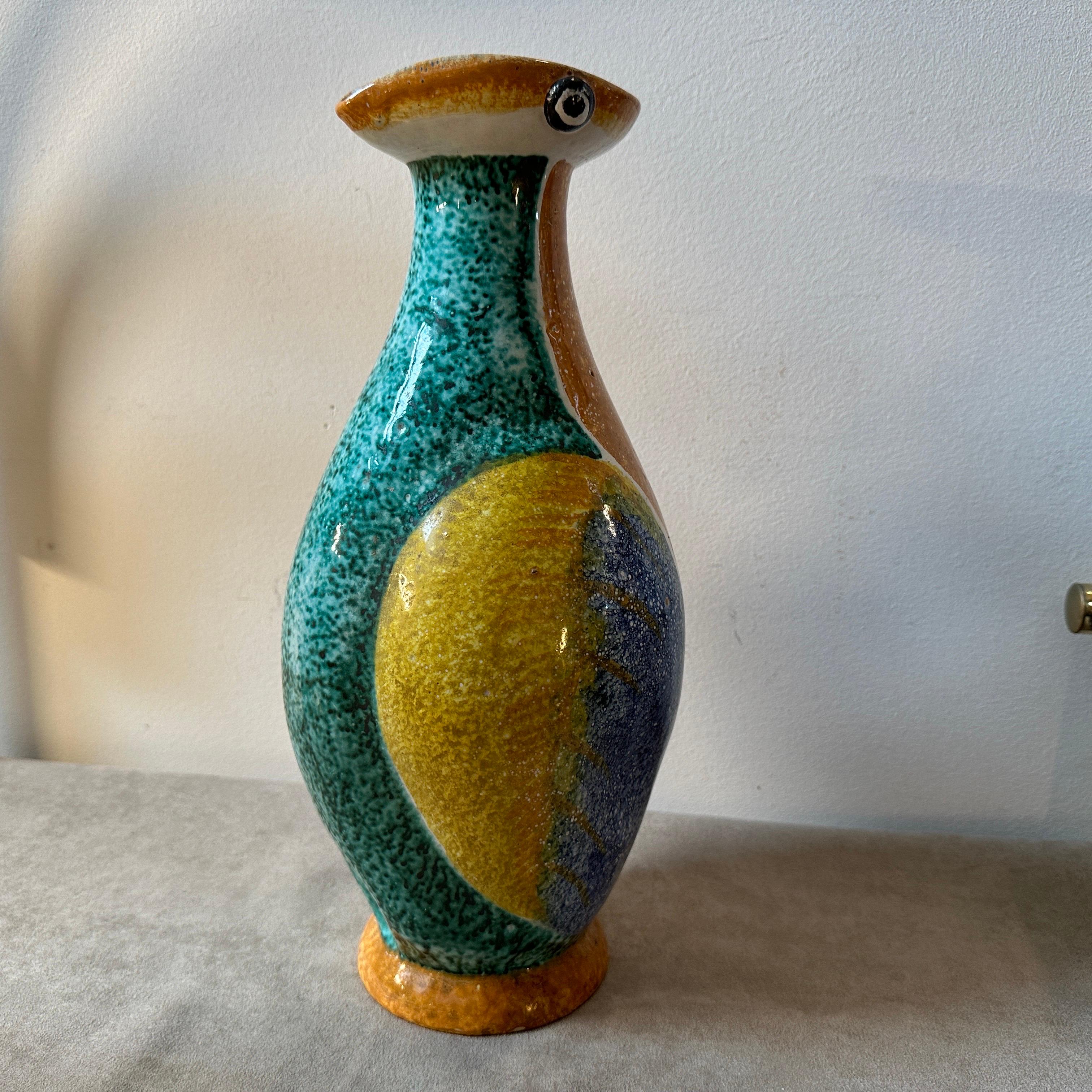 A 1930s Art Deco Albisola Polychrome Ceramic Penguin Vase  For Sale 4