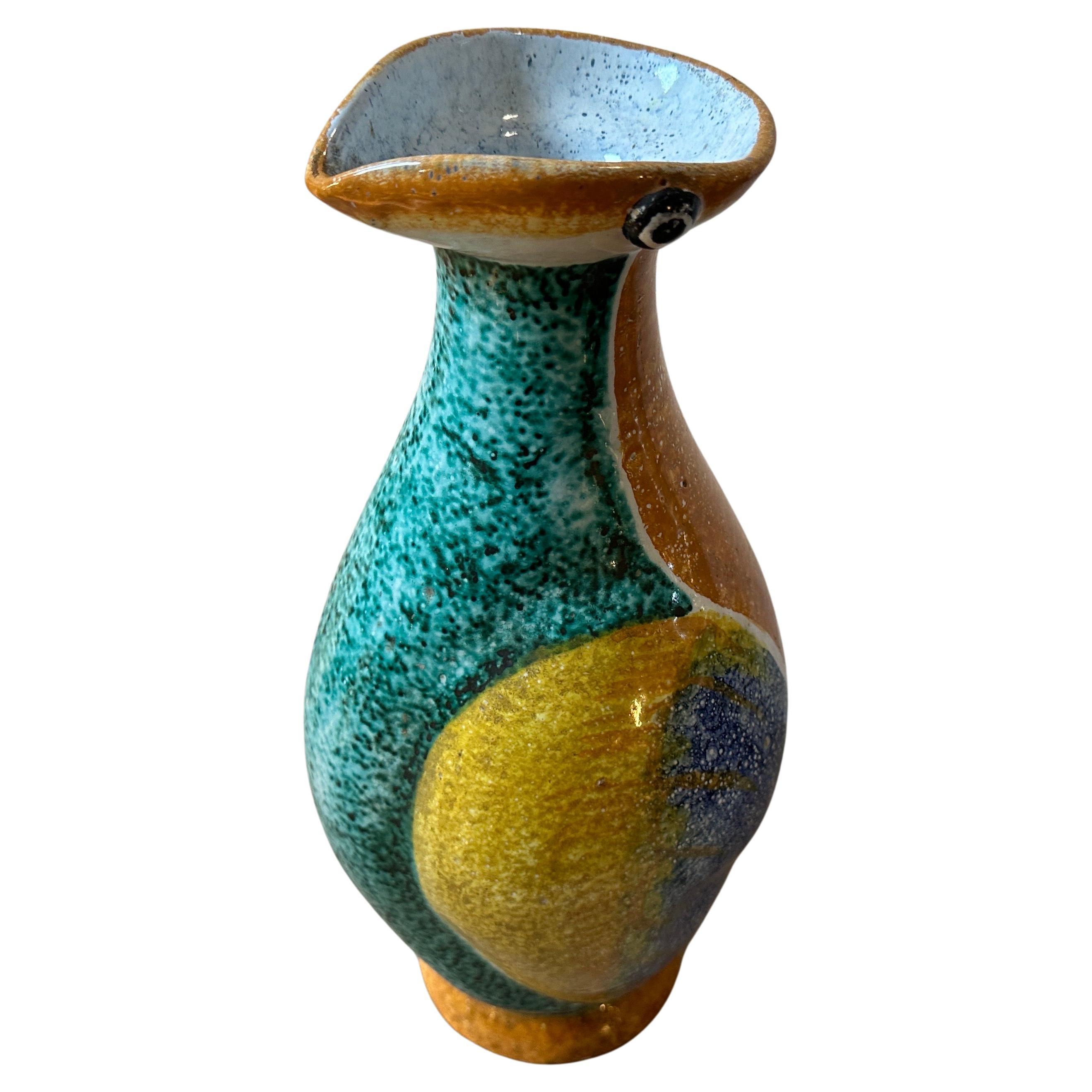 Art Deco Albisola Polychrome Penguin-Vase aus Keramik, 1930er Jahre, Art déco  im Angebot