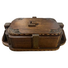 A 1930s Art Deco Hand-Carved Oak French Box