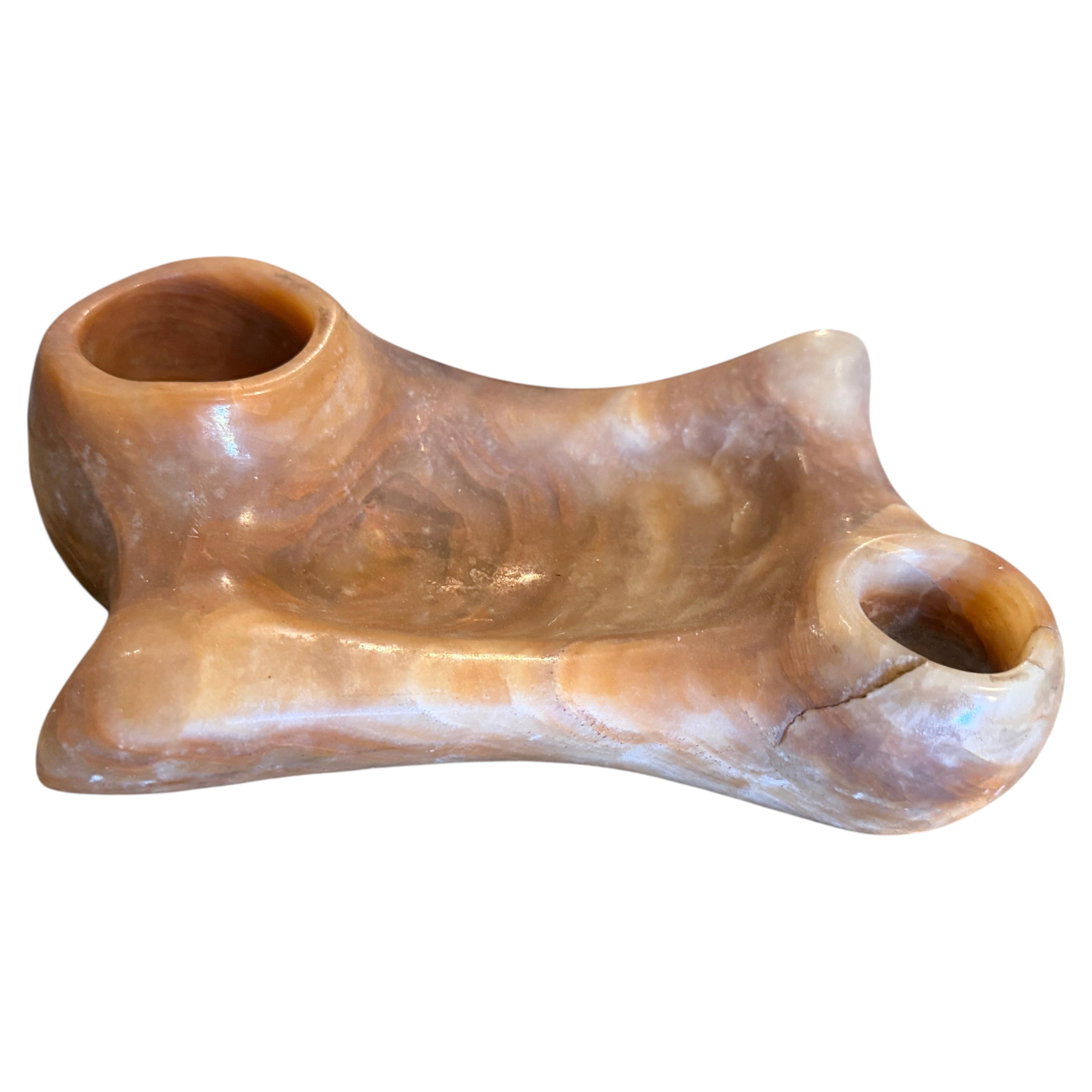 A 1930s Art Deco Hand-Carved Onyx Marble Italian Inkstand