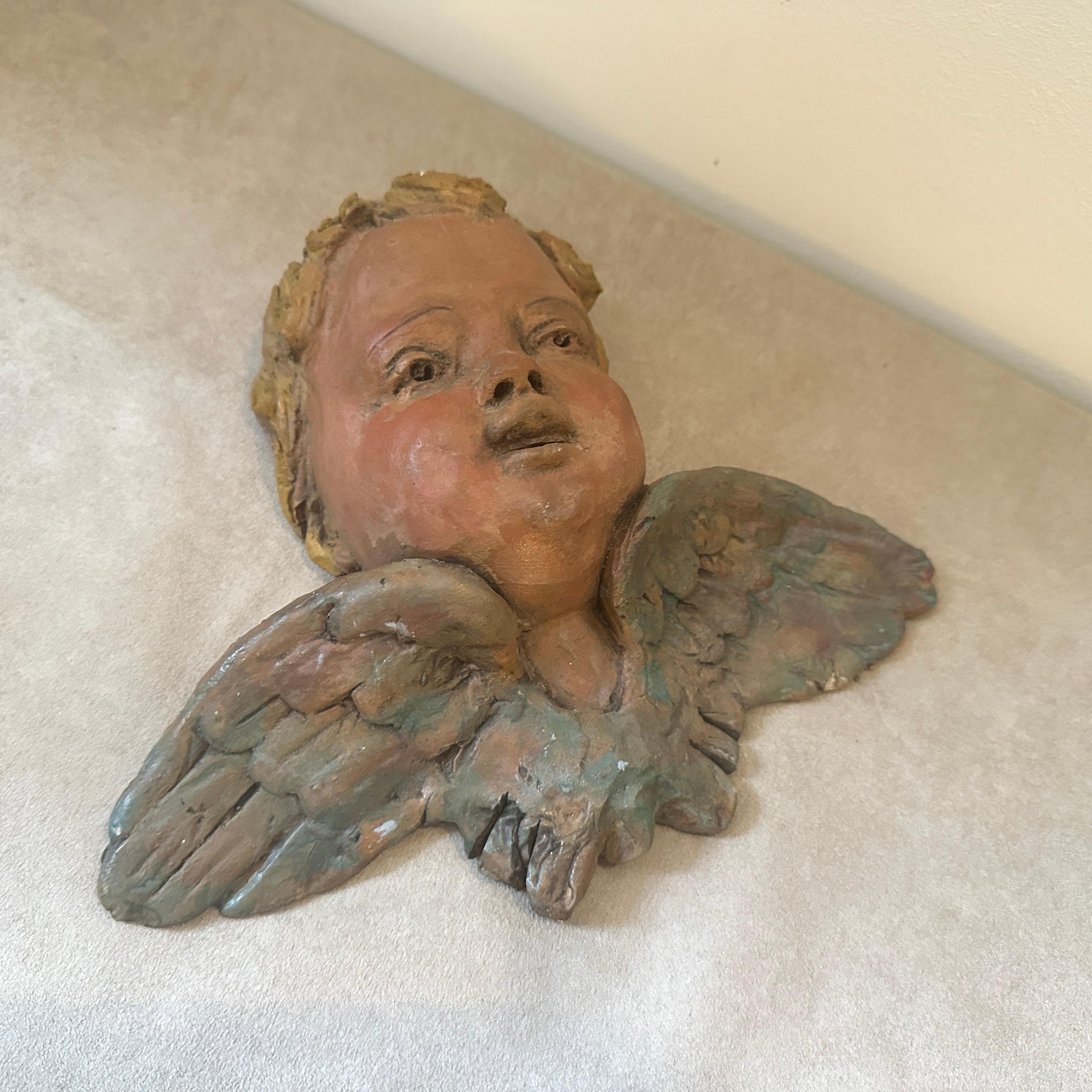 A 1930s Baroque Style Sicilian Hand-Crafted and Painted Terracotta Putto For Sale 2