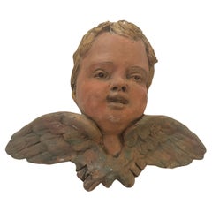 A 1930s Baroque Style Sicilian Hand-Crafted and Painted Terracotta Putto