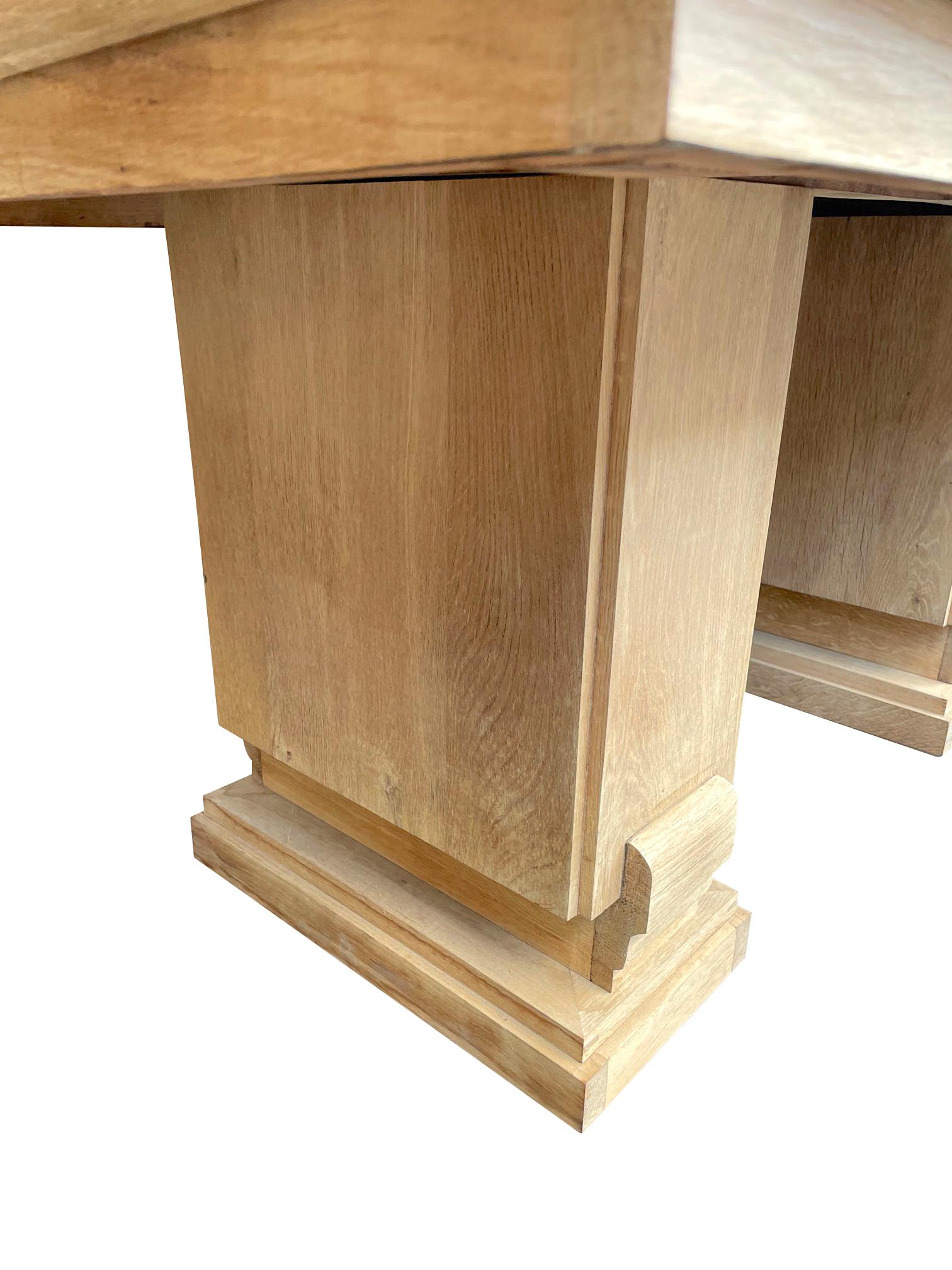 1930s Bleached Oak Extendable Dinning Table by Charles Dudouyt 2