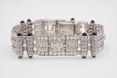 1930s Diamond, Platinum an Black Onyx Bracelet / Choker with French Assay Mark