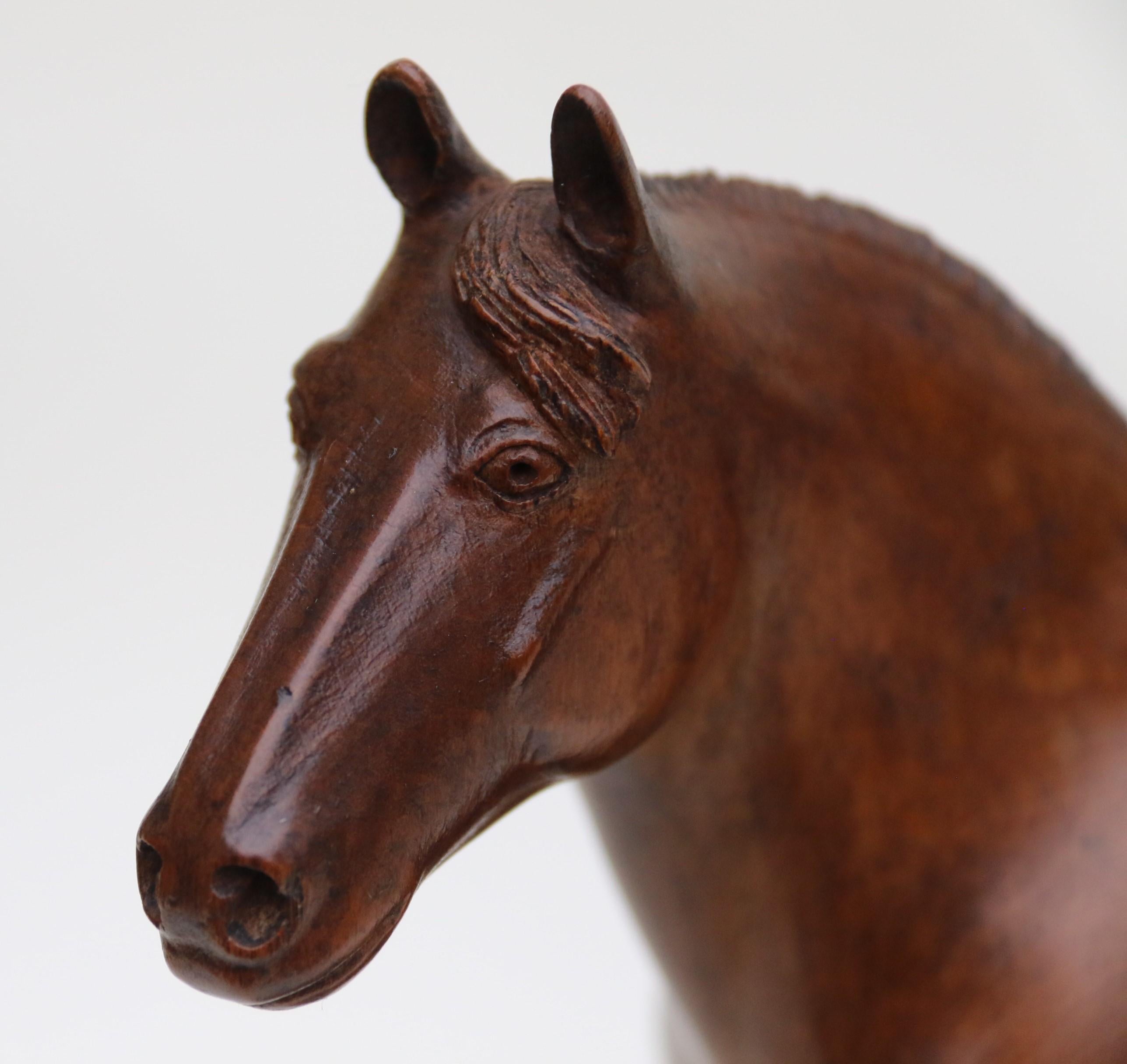 A 1930s English hand carved study of a Belgian draught horse stallion. For Sale 4