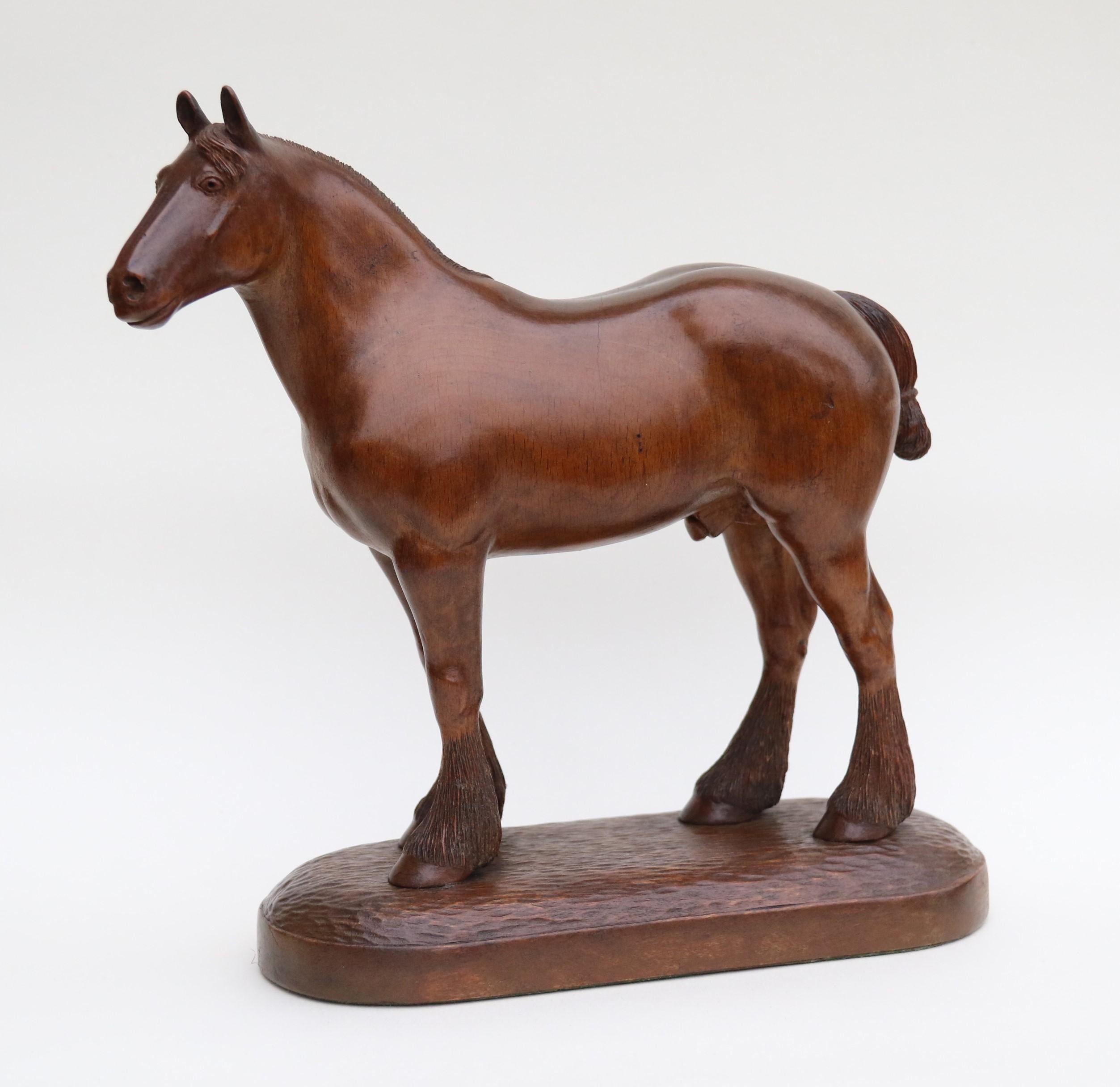 A 1930s English hand carved study of a Belgian draught horse stallion. For Sale 13