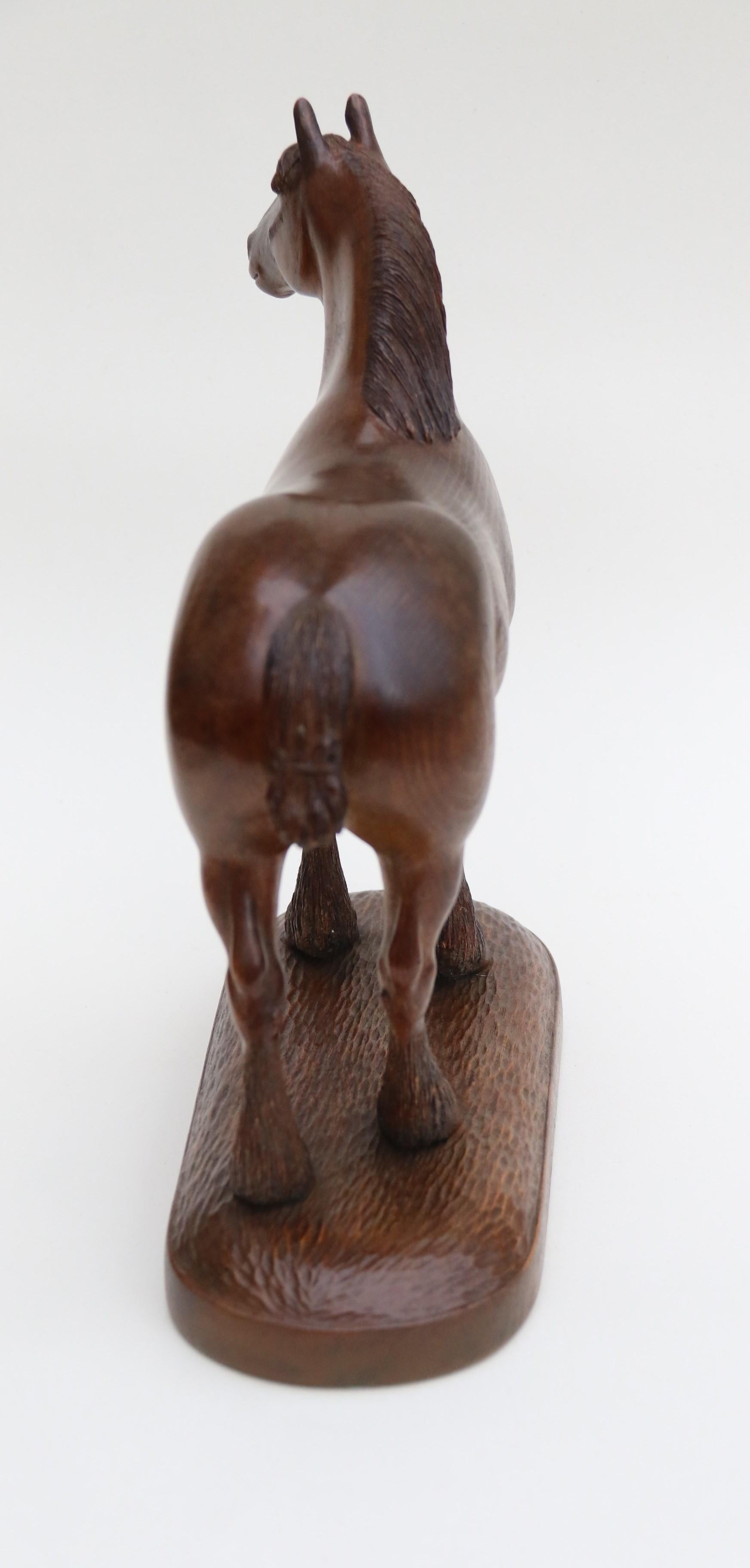 Carved A 1930s English hand carved study of a Belgian draught horse stallion. For Sale