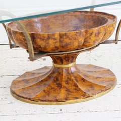 1930s Faux Tortoiseshell Italian Coffee Table with Glass Top