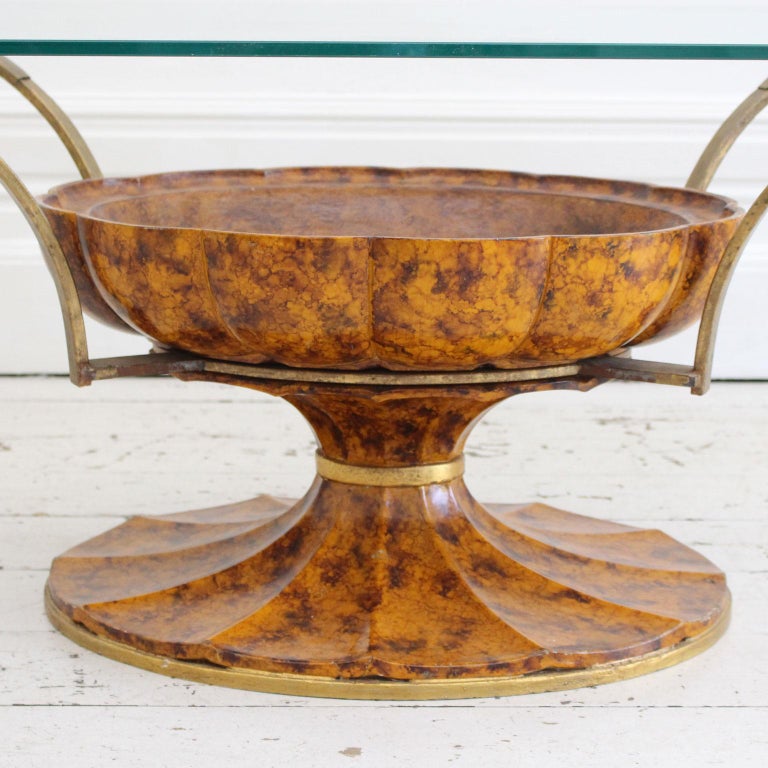 1930s Faux Tortoiseshell Italian Coffee Table with Glass ...