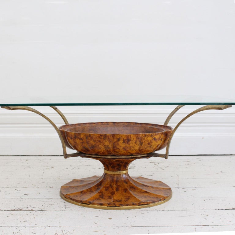 1930s Faux Tortoiseshell Italian Coffee Table with Glass ...