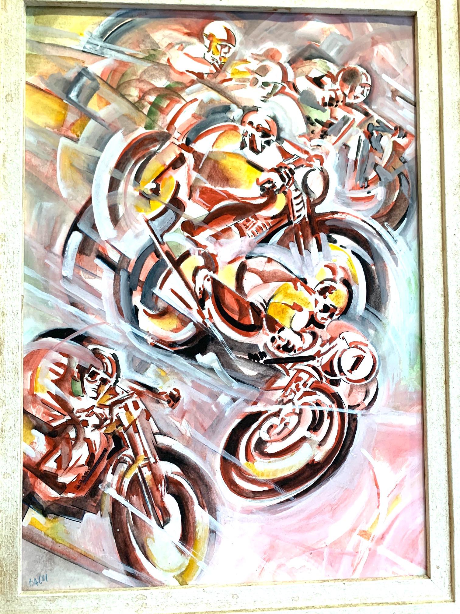 watercolour motorbike