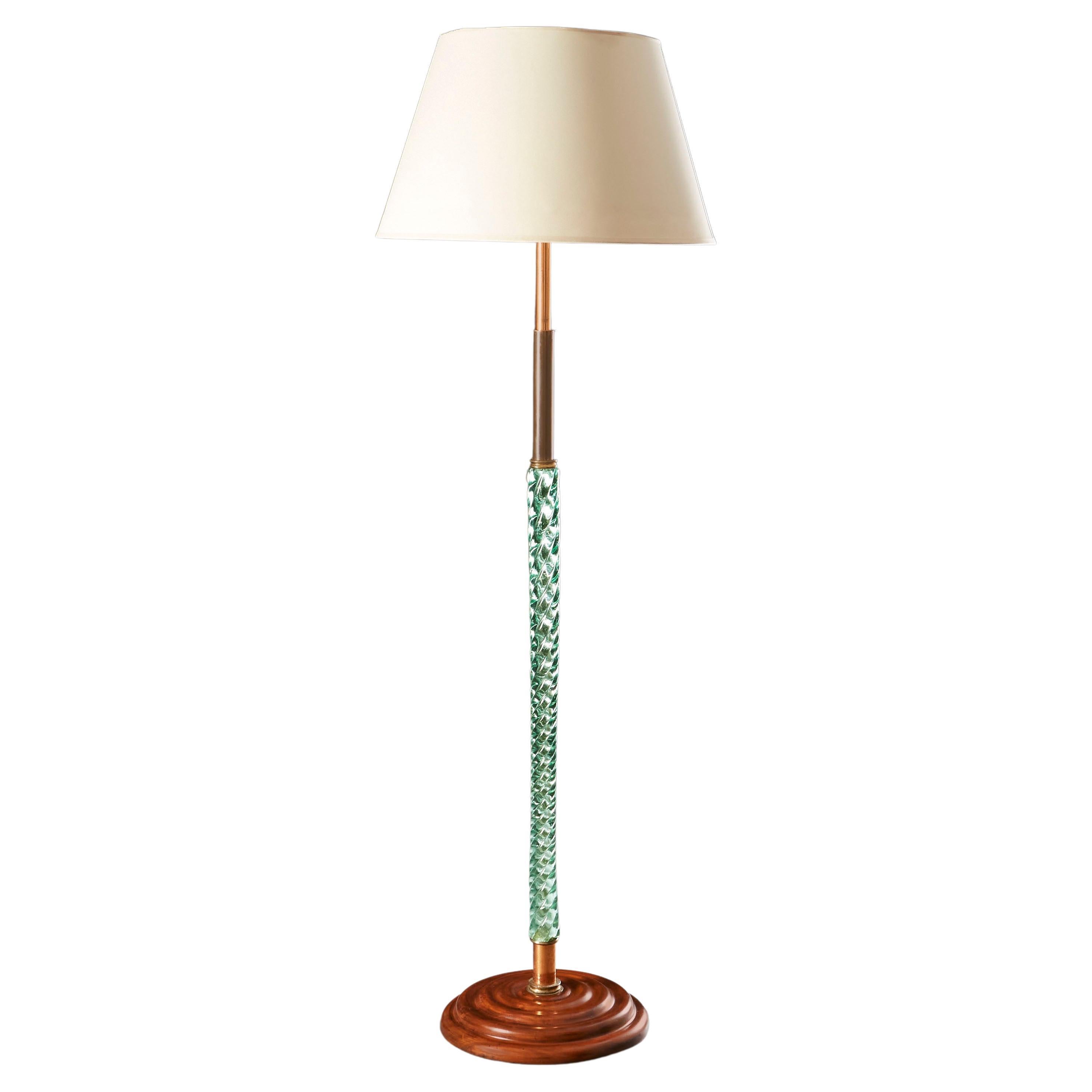 1930s Glass and Copper Standard Lamp After Venini