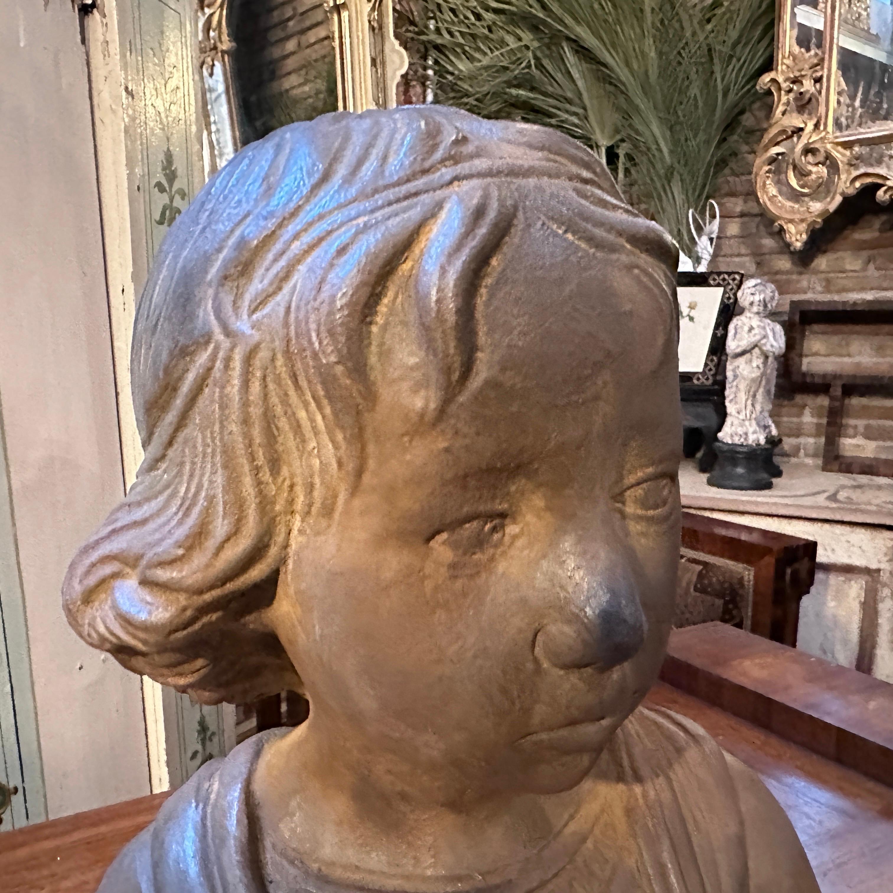 1930s Hand-Crafted Terracotta Sicilian Bust of a Young Girl For Sale 6