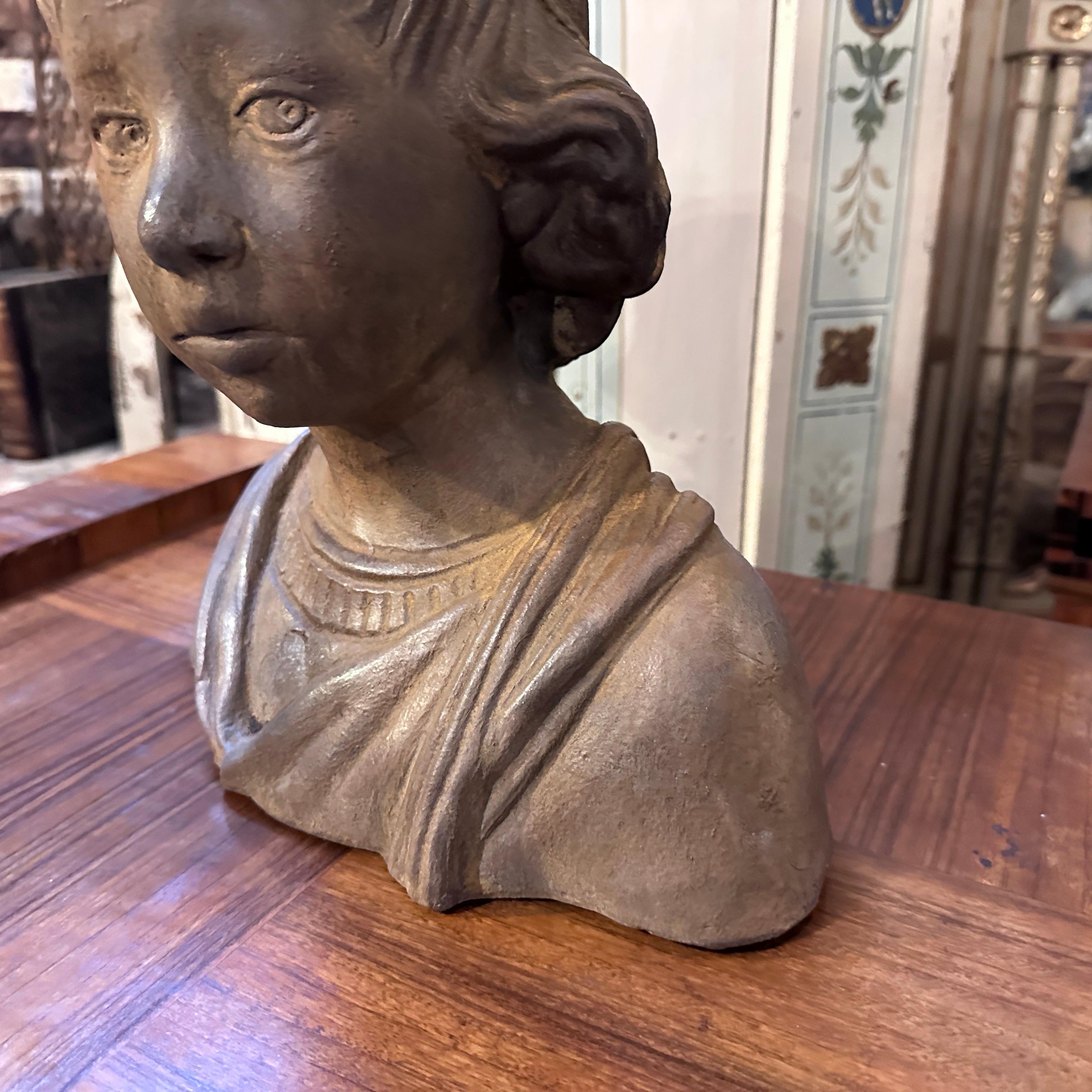 1930s Hand-Crafted Terracotta Sicilian Bust of a Young Girl For Sale 2