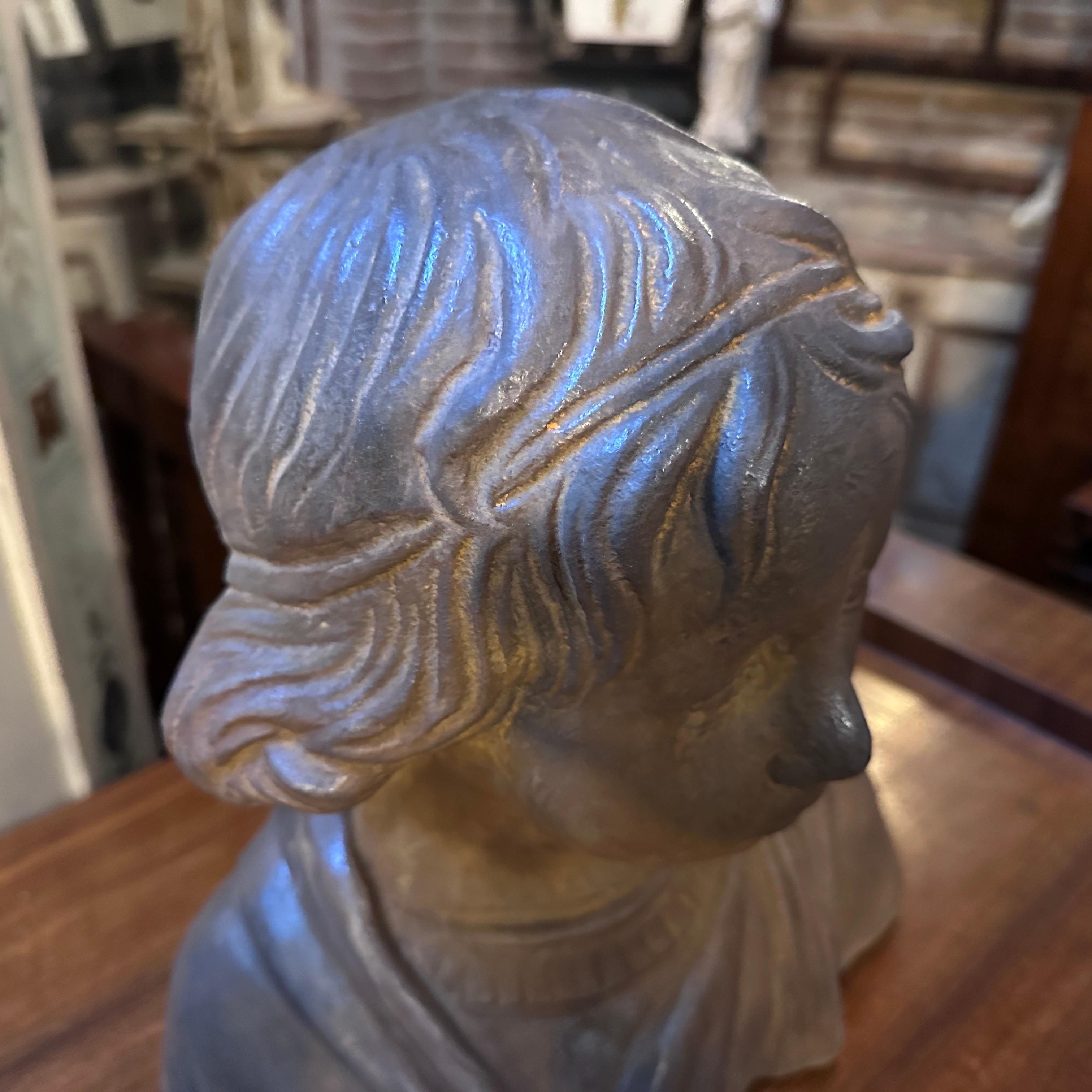 1930s Hand-Crafted Terracotta Sicilian Bust of a Young Girl For Sale 3