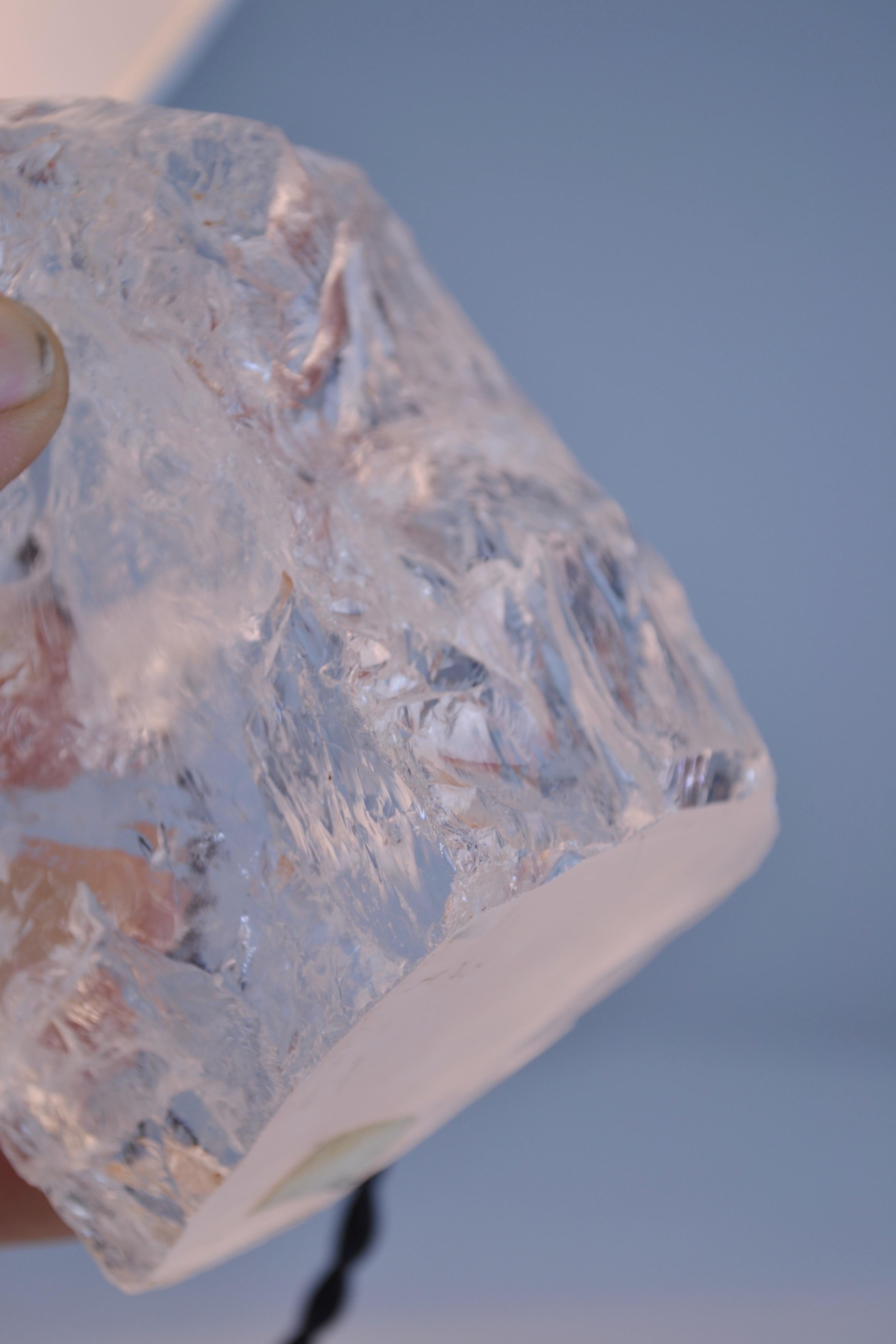 Arts and Crafts A 1930s lamp composed of a block of rock crystal - France